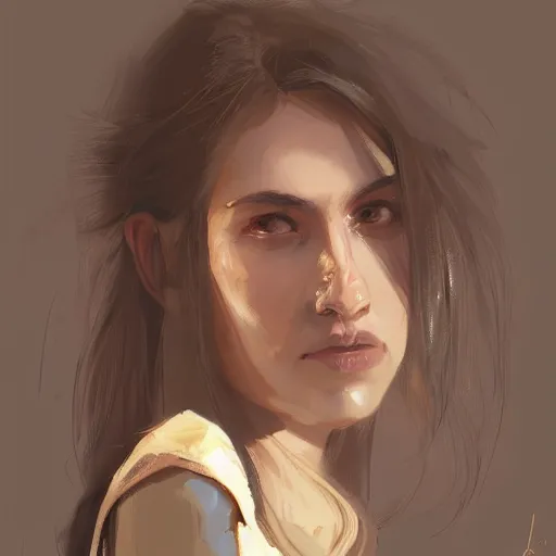 Image similar to Portrait of a woman by Greg Rutkowski, she is about 20 years old, brown long and straight hair, pretty oval face, attractive, her features are a mix between german and turkish, tall and slim, smart looking, she is wearing utilitarian red and black jumpsuit, highly detailed portrait, digital painting, artstation, concept art, smooth, sharp foccus ilustration, Artstation HQ.