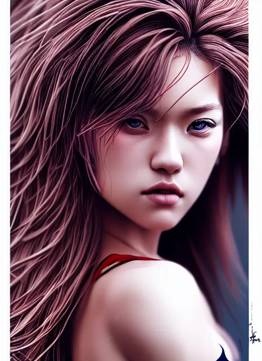 Image similar to photo of a gorgeous female with messy hair in the style of stefan kostic, realistic, body shot, sharp focus, 8 k high definition, insanely detailed, intricate, elegant, art by stanley lau and artgerm, cherry blossoms