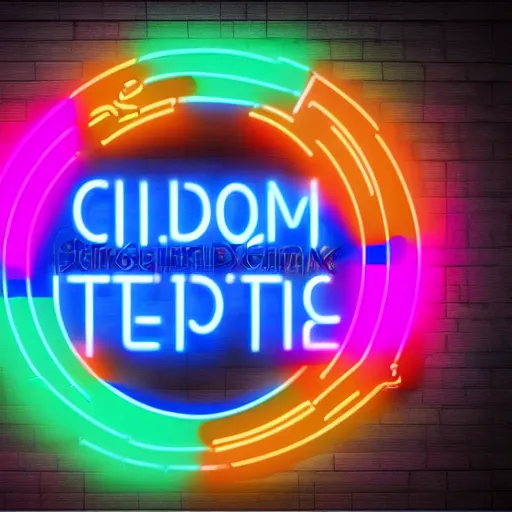 Image similar to chrome text with 80's aeshtetic, colorful neon lights