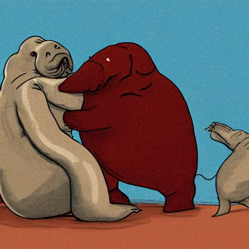 Prompt: tardigrade fighting a walrus