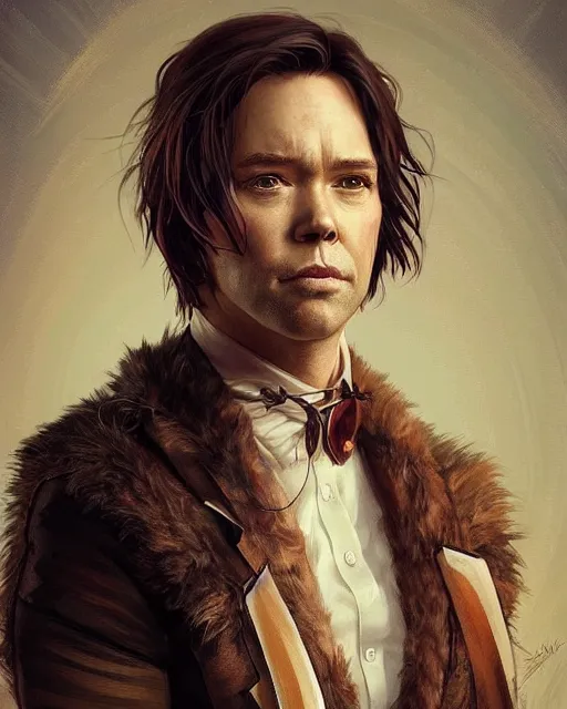 Image similar to character portrait of rufus wainwright, intricate, wild, highly detailed, digital painting, artstation, upper body, concept art, smooth, sharp focus, illustration, art by artgerm and greg rutkowski and alphonse mucha