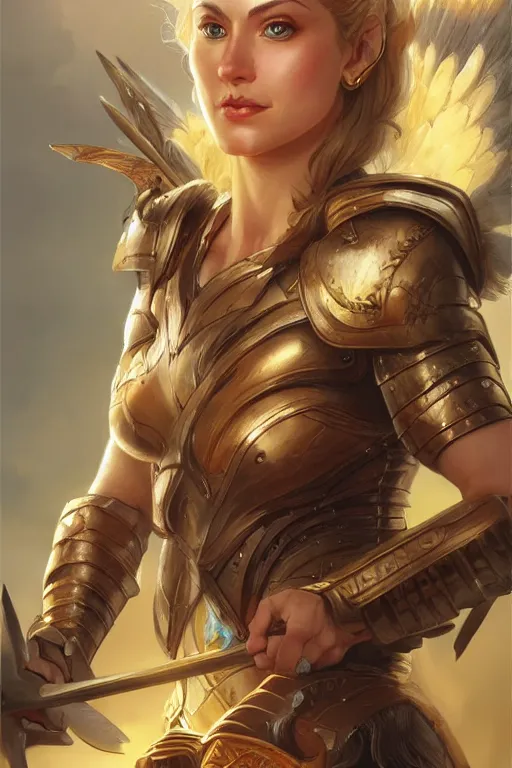 Image similar to amazon valkyrie athena, d & d, fantasy, portrait, highly detailed, headshot, digital painting, trending on artstation, concept art, sharp focus, illustration, art by artgerm and greg rutkowski and magali villeneuve