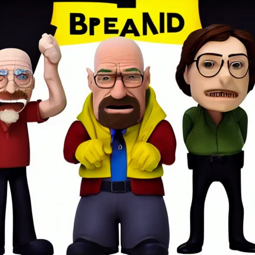 Prompt: cast of breaking bad in a pixar 3 d movie, 4 k