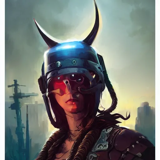 Image similar to cyberpunk viking helmet mask warrior goddess robot ninja fantasy, art gta 5 cover, official fanart behance hd artstation by jesper ejsing, by rhads, makoto shinkai and lois van baarle, ilya kuvshinov, ossdraws