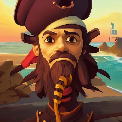 Image similar to painting jack the pirate on sea of thieves game avatar hero smooth face median photoshop filter cutout vector behance hd by jesper ejsing, by rhads, makoto shinkai and lois van baarle, ilya kuvshinov, rossdraws, illustration, art by ilya kuvshinov and gustav klimt