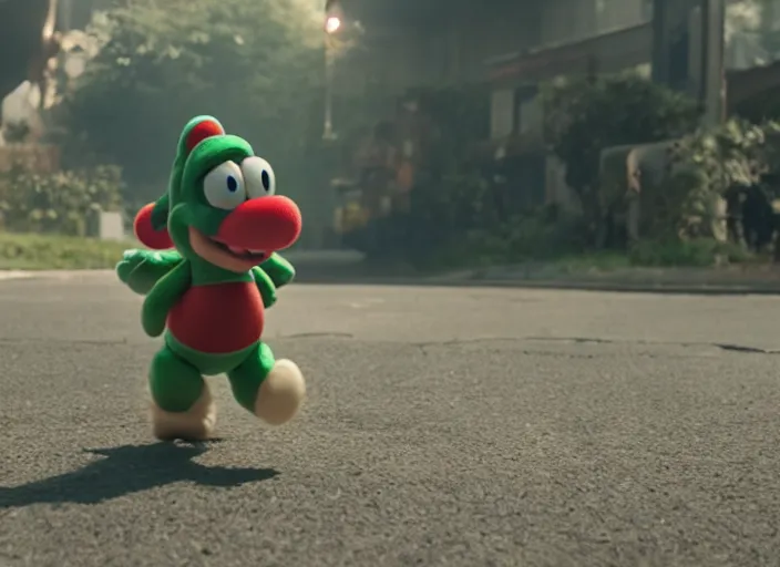 Image similar to film still of yoshi in the new sci - fi movie, 8 k