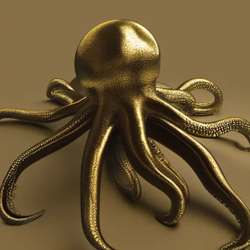 Image similar to metallic octopus, vray, 55mm