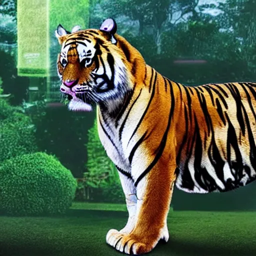 Image similar to a tiger wearing a vr headset