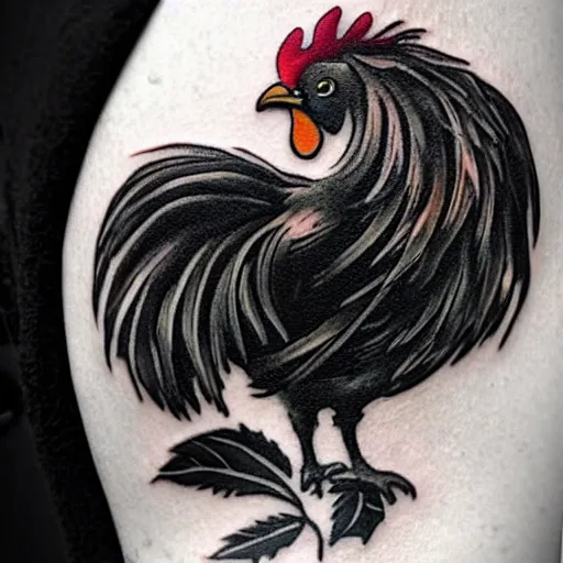 Ryu Backpiece Artist Eric Jordan Black Rooster Tattoo Bochum  rirezumi