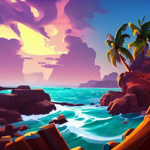 Image similar to painting treasure on sea of thieves game smooth median photoshop filter cutout vector, behance hd by jesper ejsing, by rhads, makoto shinkai and lois van baarle, ilya kuvshinov, rossdraws global illumination