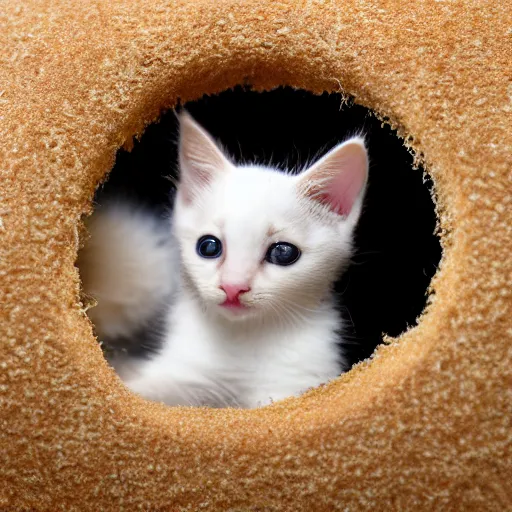 Image similar to kitten living inside a sandwish, hyper detailed