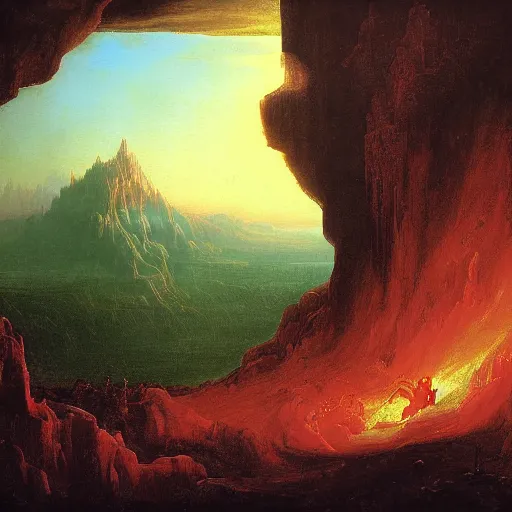 Image similar to Dante's First Circle of Hell, in the style of Thomas Cole