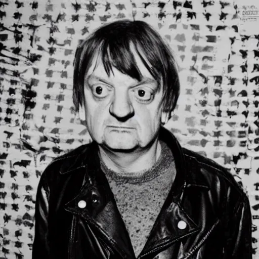 Image similar to mark e smith with a price tag on his head that says for sale