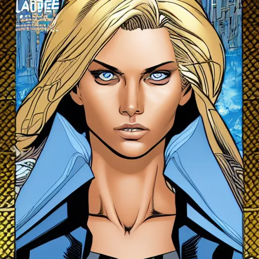 Image similar to abbey lee kershaw as emma frost, symmetrical facial features, 8 k intricate detail, golden ratio, art by laurie greasley and pepe larraz, radiosity rendering,