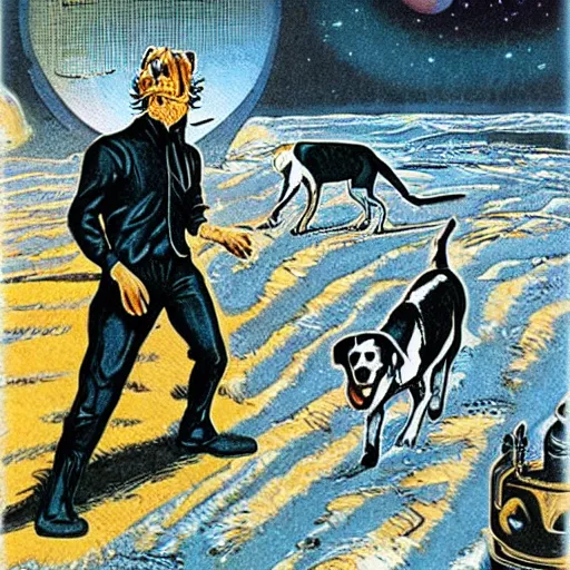 Prompt: the lonely dog by ed emshwiller