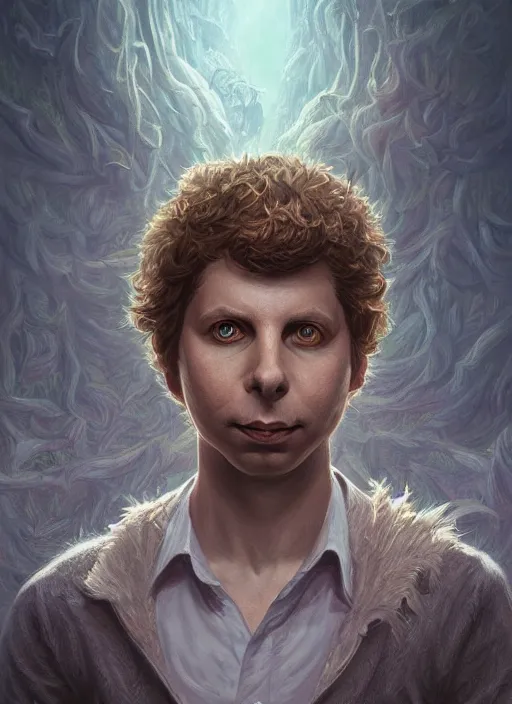 Image similar to portrait of Micheal Cera as a large Lovcraftian monster, fantasy, intricate, elegant, highly detailed, digital painting, artstation, concept art, smooth, sharp focus, illustration, art by artgerm and greg rutkowski