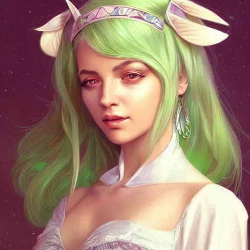 Prompt: ultra realistic illustration, dream girl with white hair, with light green eyes, with cat ears, in a sundress, intricate, elegant, highly detailed, digital painting, artstation, concept art, smooth, sharp focus, illustration, art by artgerm and greg rutkowski and alphonse mucha