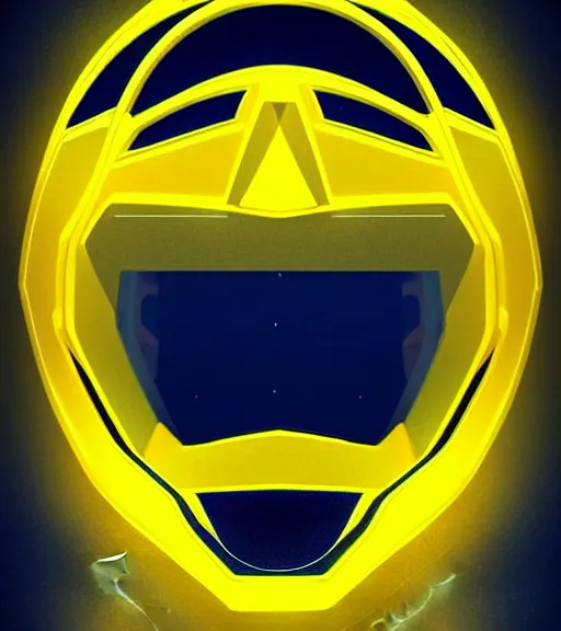 Image similar to symmetry!! yellow ranger, lightning - bolt - shaped helmet!!, hard edges, product render retro - futuristic poster scifi, lasers and neon circuits, yellow ranger, thunder, lightning element, intricate, elegant, highly detailed, digital painting, artstation, concept art, smooth, sharp focus, illustration, dreamlike, art by artgerm