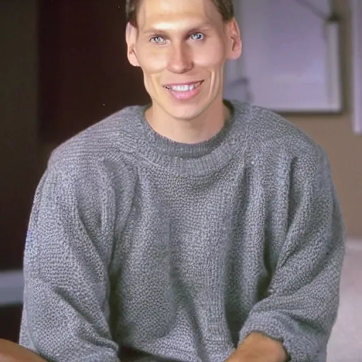 Image similar to A photograph of Jerma985 with short hair who looks like Jerma985 wearing a sweater in the 2010s, Jerma985, looks like Jerma985, taken in the late 2010s, taken on a 2010s Camera, realistic, hyperrealistic, very realistic, highly detailed, very detailed, extremely detailed, detailed, digital art, trending on artstation, headshot and bodyshot, detailed face, very detailed face, very detailed face