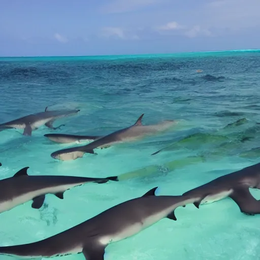 Image similar to wide view of a sea full of sharks