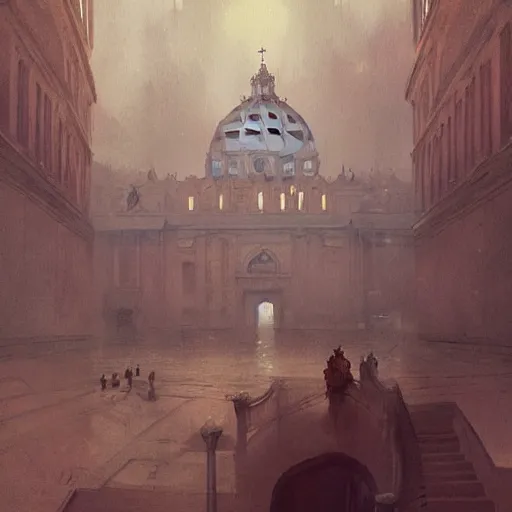 Image similar to Paint the Secrets inside the Vatican,Greg rutkowski, Trending artstation, cinematográfica, digital Art