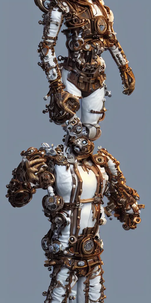 Prompt: 3d game character steampunk vertical tubeworm, striations, articulated joints, white background, intricate, 8k, octane render, unreal render, trending on artstation