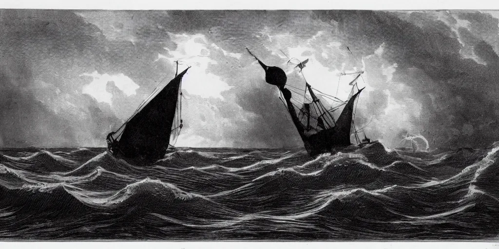 Image similar to it was a night in 1 8 2 0, i hadn't seen a calm sea like that in days, everything seemed too silent to be real, far away i could see the danger that awaited us : the owner of the sea, the terrifying and fearsome cthulhu.