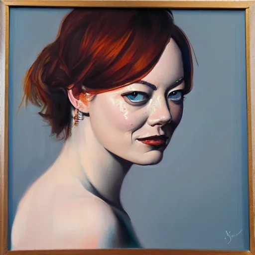 Image similar to oil painting of emma stone by james jean