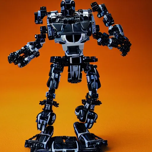 Image similar to black - and - white smiling gigachad meme as a bionicle figure