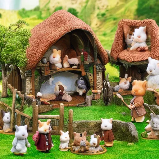 Image similar to lord of the rings calico critters in the shire