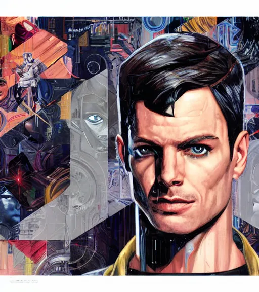 Image similar to portrait of a male android, by DC comics and Sandra Chevrier