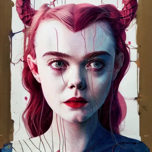 Image similar to Elle Fanning in the NBC series Hannibal picture by Sachin Teng, asymmetrical, dark vibes, Realistic Painting , Organic painting, Matte Painting, geometric shapes, hard edges, graffiti, street art:2 by Sachin Teng:4