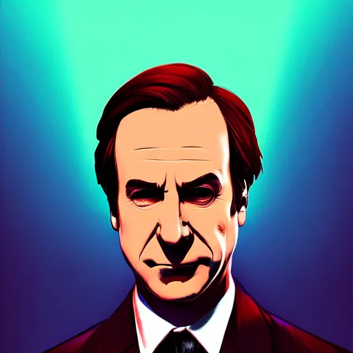 Image similar to saul goodman in ilya kuvshinov style, professional digital painting, wild brush strokes, concept art, award - winning photography, cinematic, wlop, color block, pop, hip, art by andy warhol, pixiv art, yoshitaka amano