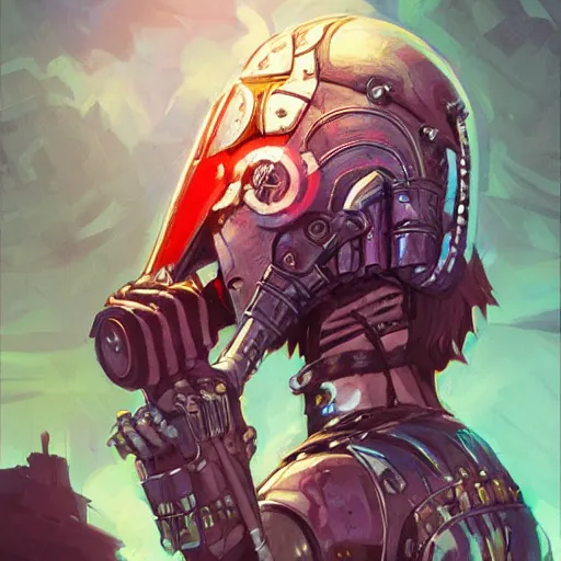 Image similar to cyberpunk viking helmet mask warrior goddess robot ninja fantasy, art gta 5 cover, official fanart behance hd artstation by jesper ejsing, by rhads, makoto shinkai and lois van baarle, ilya kuvshinov, ossdraws