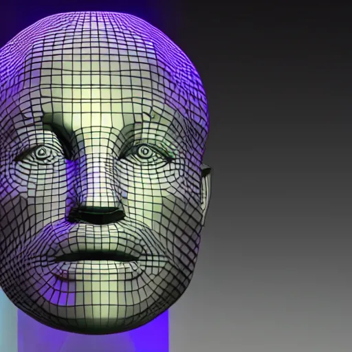 Image similar to a 3d human head made up of shiny holograms