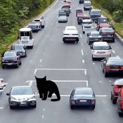 Prompt: giant cat in traffic, ultra realistic, very realistic