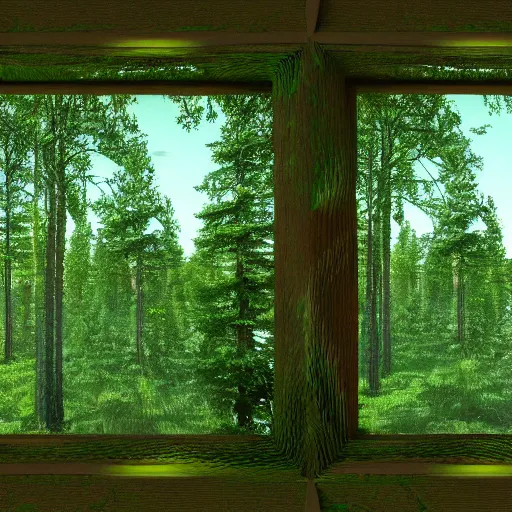 Image similar to Professional 3D render of a forest in a jar