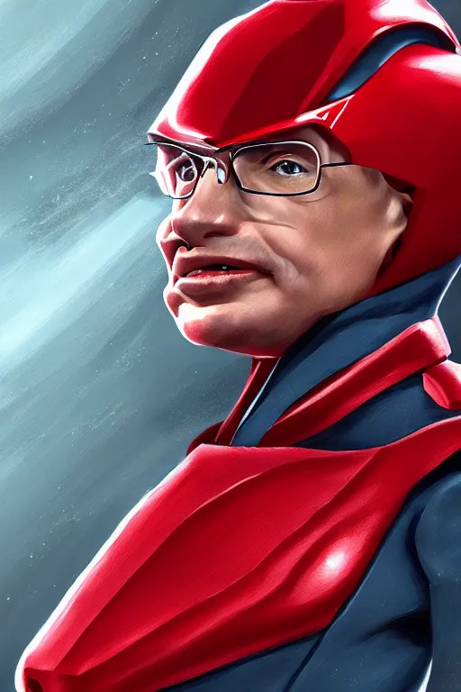 Prompt: portrait of stephen hawking as red ranger from power rangers, intricate, highly detailed, smooth, artstation, digital illustration