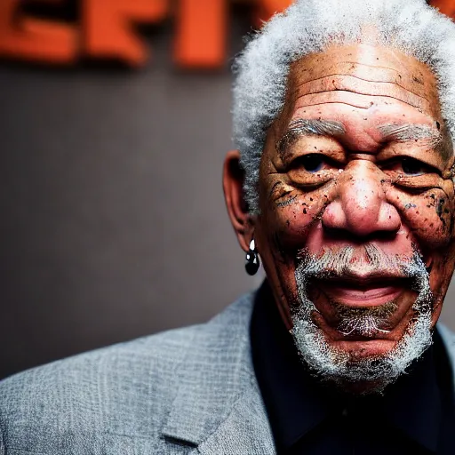 Image similar to a candid portrait photograph of Morgan Freeman starring as rapper Travis Scott in the style of Chi Mondu, shallow depth of field, 40mm lens