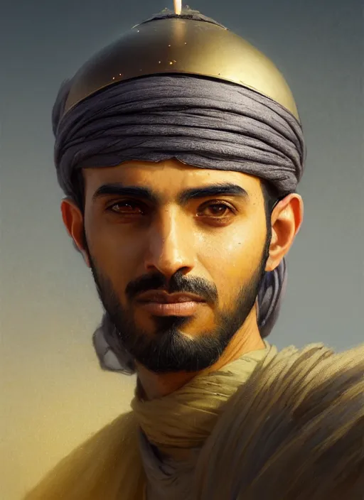 Prompt: highly detailed portrait arab man modern knight, hero, yellow charcoal, stephen bliss, 8 k, unreal engine, fantasy art by greg rutkowski, loish, rhads, ferdinand knab, makoto shinkai and lois van baarle, ilya kuvshinov, rossdraws, tom bagshaw, global illumination, radiant light, detailed and intricate environment