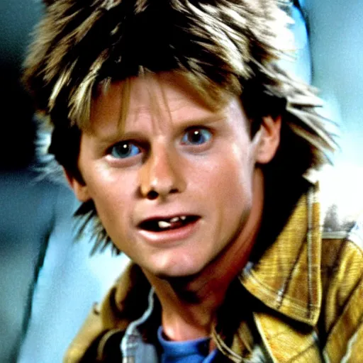 Prompt: Marty McFly in back to the future turning into a werewolf from Teenwolf