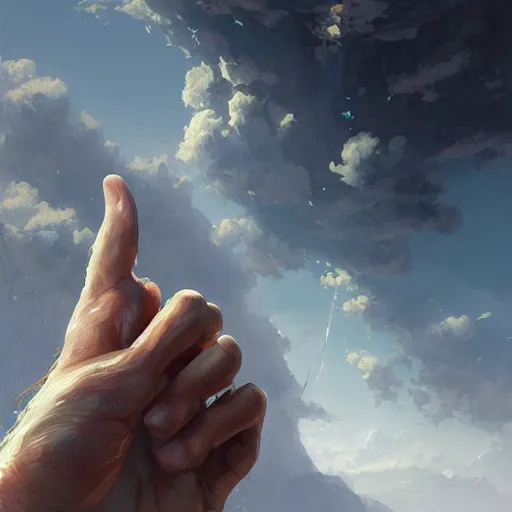 Prompt: god giving a high five, highly detailed, digital painting, sharp focus illustration, artstation hq, intricate, elegant, wlop, greg rutkowski, marc simonetti, yoshitaka amano