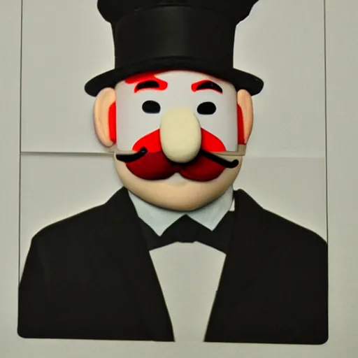 Image similar to police mugshots of mr monopoly, hyperrealistic, photo,