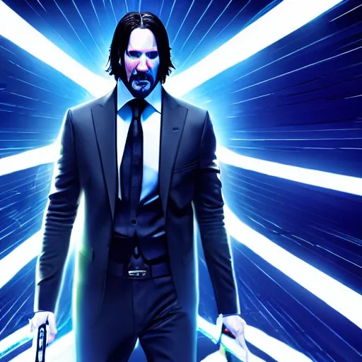 Prompt: john wick in the tron universe, 4 k