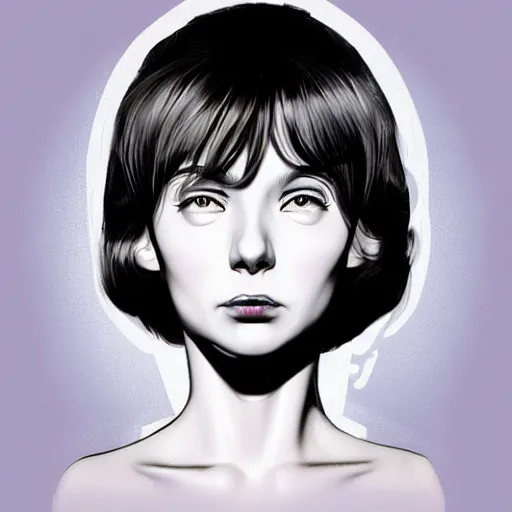 Image similar to bored actress with tired eyes and dark circles looking at the camera. underground box office hit, comedy and seventies italian horror movie, unreal engine, intricate, ultra detailed 8 k, ambient occlusion, best, cool, extremely beautiful and aesthetic shape of face and neck, art by hiroaki samura and ilya kuvshinov and rossdraws andy warhol, inverted color