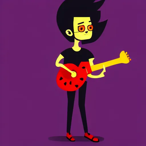 Prompt: a black 2 d guitarist character design, vector art, digital art, portrait, 4 k, 8 k, sharp focus, smooth, illustration, concept art