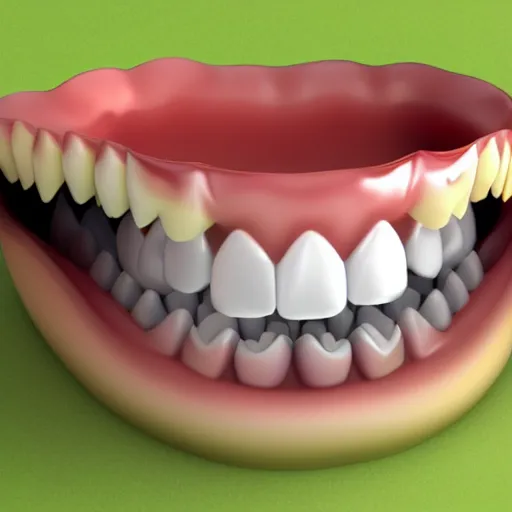 Image similar to poorly rendered 3 d set of teeth