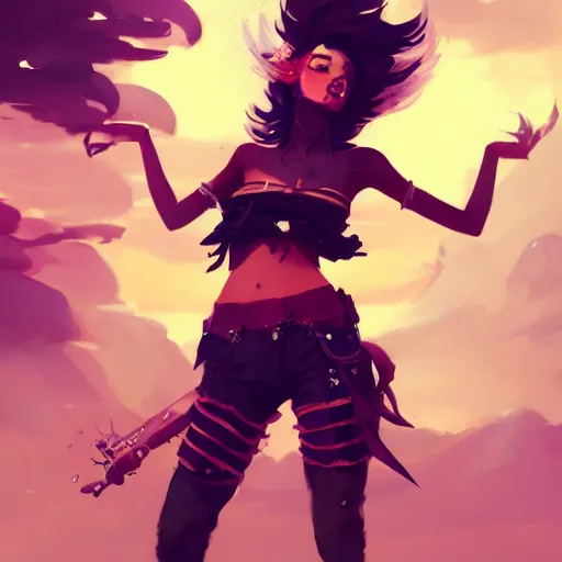 Image similar to a beautiful punkrocker in crop top, concept art by pete mohrbacher and guweiz and ilya kuvshinov, digital art, highly detailed, intricate, sharp focus, trending on artstation hq, deviantart, unreal engine 5, 4 k uhd image