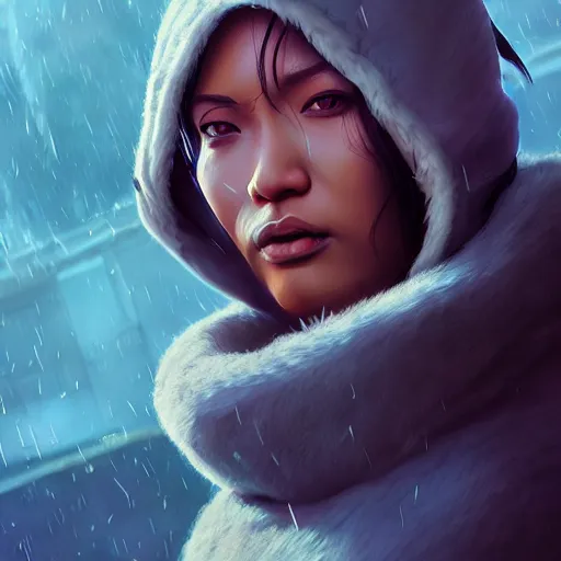 Prompt: feminine dwayne johnson in cat hoodie by ross tran, walking in a castle painted by sana takeda, rtx reflections, very high intricate details, digital anime art, medium shot, mid - shot, composition by ilya kuvshinov, lighting by greg rutkowski