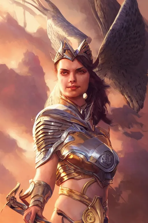 Image similar to amazon valkyrie athena, d & d, fantasy, portrait, highly detailed, headshot, digital painting, trending on artstation, concept art, sharp focus, illustration, art by artgerm and greg rutkowski and magali villeneuve